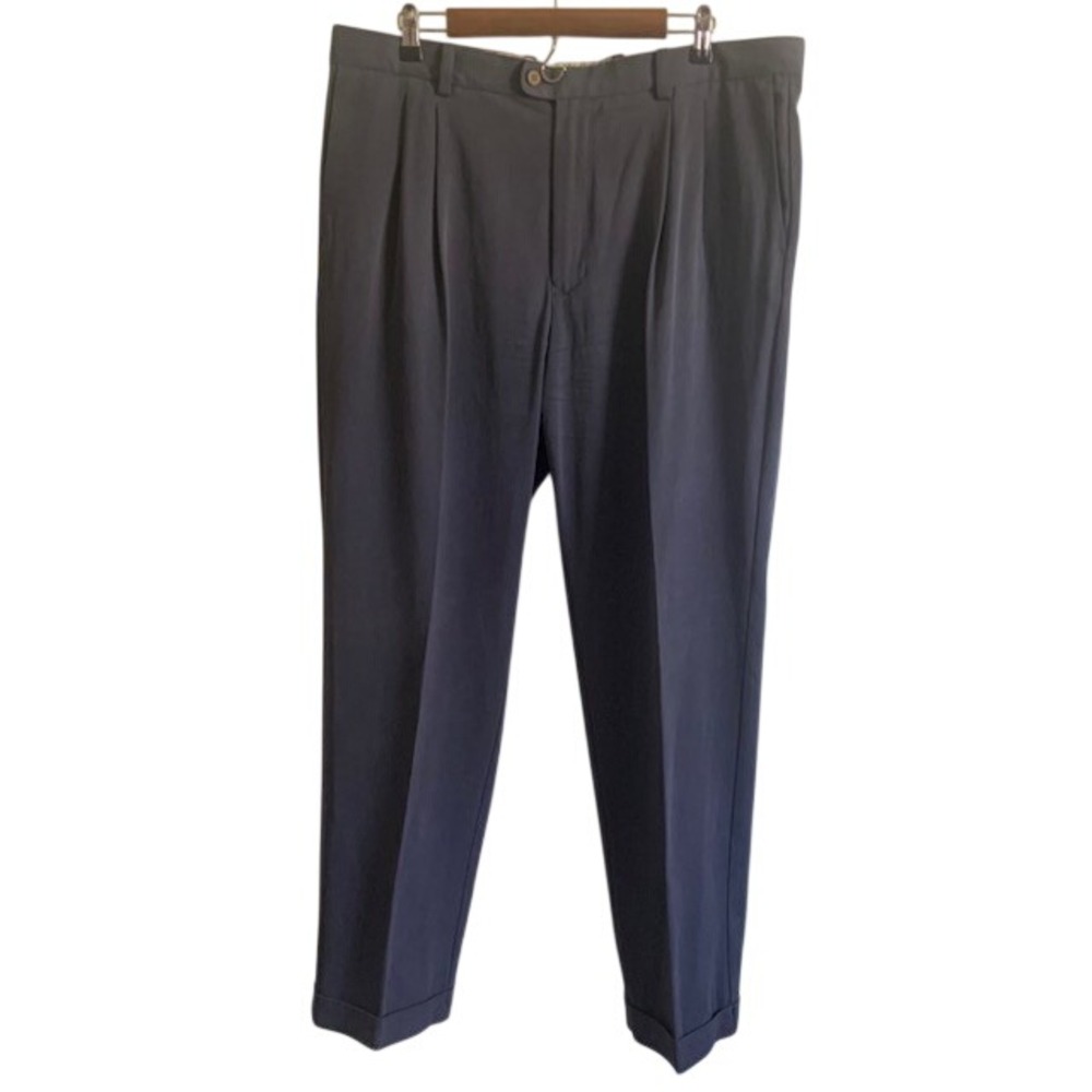 Tommy Bahama Silk Cotton Dress Pants 38x34 Pleated Quiet Luxury Classic Blue